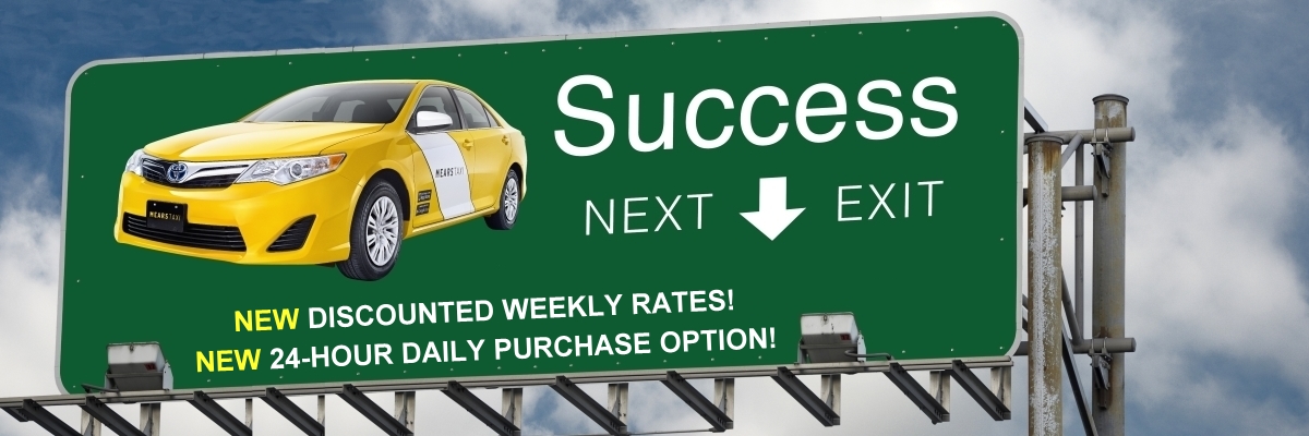 Street sign with Mears Taxi. Exit to Success